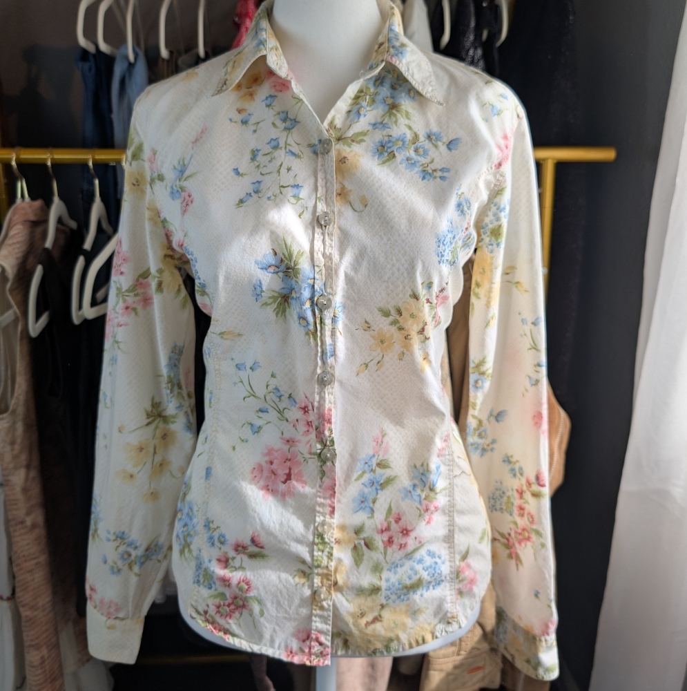 Vintage Y2K Liz Claiborne Floral Snakeskin Print Shirt
